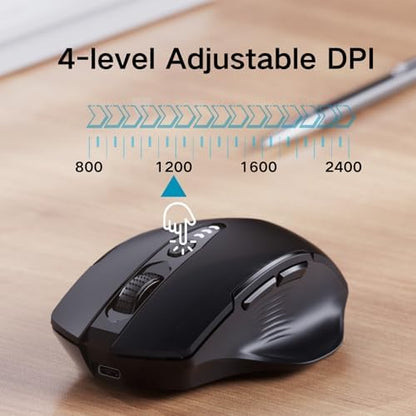 Uineer Bluetooth Mouse, Tri-Mode Wireless, Rechargeable, 3-Device Switch