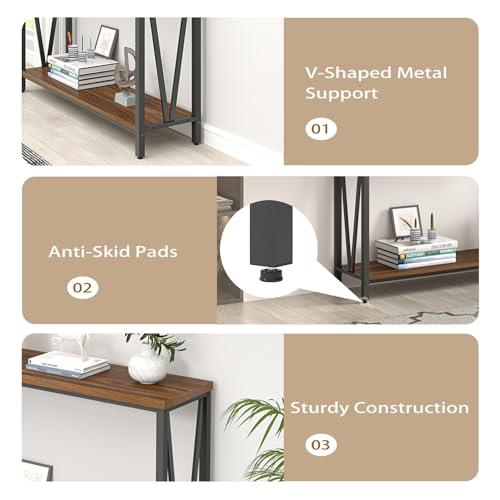 Entryway Table, Narrow Console Table, Modern Sofa Table for Living Room, Hallway, Behind Couch (Rustic Walnut)
