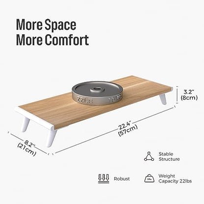 loukin Monitor Stand Riser for Desk, 22.4" × 8.2" Computer Stand, Wood