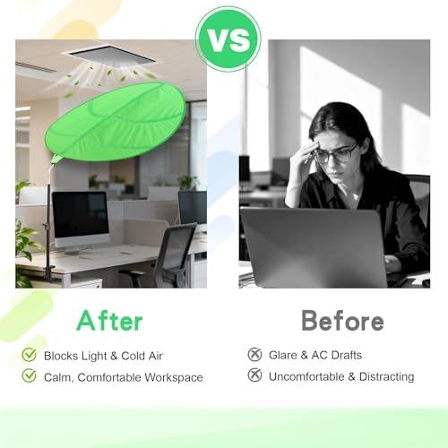 Office Cubicle Shade Cubicle Desk Light Shield to Block Anti-Glare Cover Light Sensitive Professionals Cubicle Light Quick Install Shading Light Shade with Clamp (Green Leaf)
