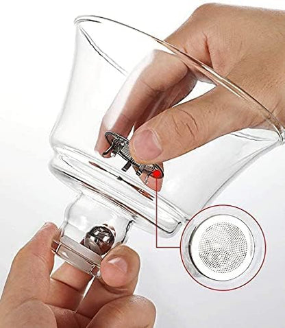 RORA Glass Teapot Set Semi Automatic Drip Rotating with Infuser Lazy Kungfu Tea pot Set (Glass)
