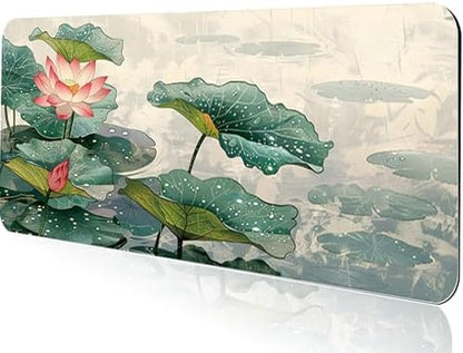 Gaming Mouse Pad 31.5x11.8 inch XL Large Extended Mouse Pad, Big Mousepad Desk Mat for Computer with Non-Slip Rubber Base and Stitched Edge-Lotus