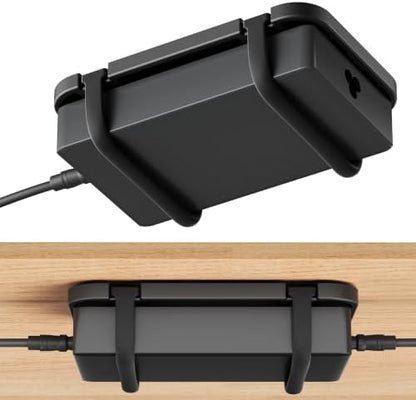 Upgraded Laptop Charger Holder,Adjustable Silicone Strap Power Brick Organizer With Heat Dissipation,Under Desk Cable Management Mount For Most Power Adapters,Chargers, Included Screws & Adhesive