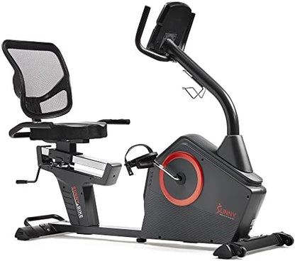 Sunny Health & Fitness Smart Recumbent Bike for Indoor Low Impact Cardio