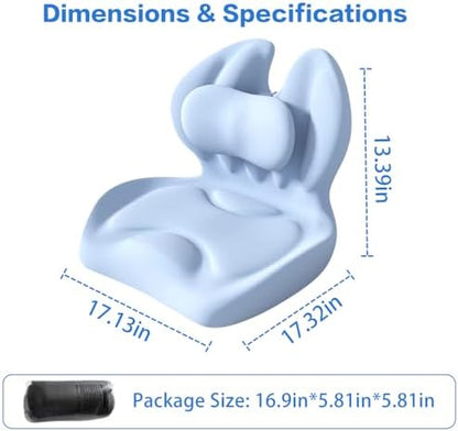 Adjustable Memory Foam Lumbar Cushion - Ergonomic Lower Back Support Pillow with Cotton Cover, Mid-Height Customizable Design for Office Chair, Car Seat, Long Sitting (Blue, Large)