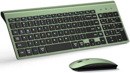 Wireless Keyboard and Mouse Ultra Slim Combo with Dual System - Green Black
