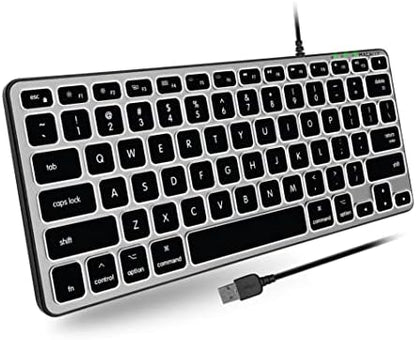 Macally Backlit Wired Keyboard for Mac | Compatible Apple Keyboard (Small and Compact) Comfortable All Day Typing USB Keyboard for MacBook Pro/Air, iMac, Mac mini/Pro (Space Grey)