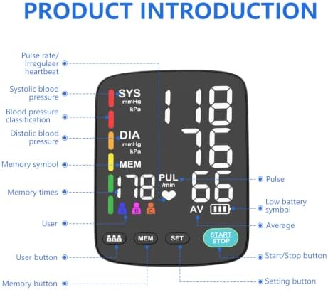 Blood Pressure Monitor,Automatic Upper Arm Blood Pressure Machine with 3x199 readout,5.4 inch LED Large Screen,Adjustable Two Cuff 9-17 inches or 13-21 inches, Black