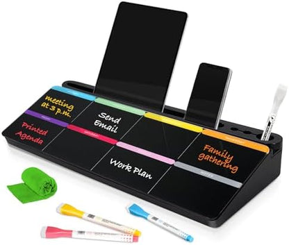 DOLLAR BOSS Glass Desk Whiteboard Calendar Small Dry Erase Board, Black