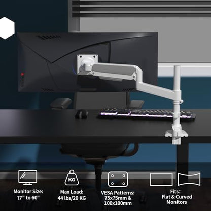 Single Monitor Mount for 17-60 inch, Hold 44 lbs, Adjustable Pole