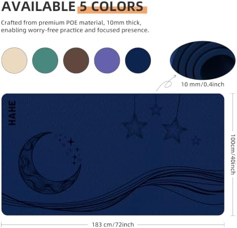 HAHE Extra Wide Yoga Mat, 72"x40"x0.4"Thick, Large Exercise Mats