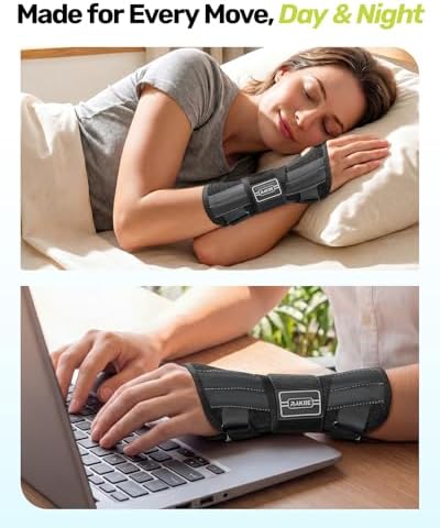 Rakiie Upgraded Carpal Tunnel Wrist Brace Night Sleep, Gray