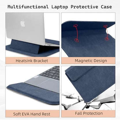 15-16 Inch Laptop Sleeve Case with Stand Feature, Matte PU Leather