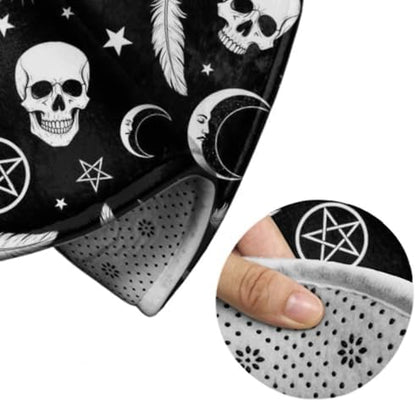 Home Decor Non Slip Kitchen Office Circle Rug, Machine Washable Modern Round Area Rug, Room Sofa Yoga Soft Round Carpet Goth Raven Crow Skull Moon Star Gothic Witch Magic Spirit Board