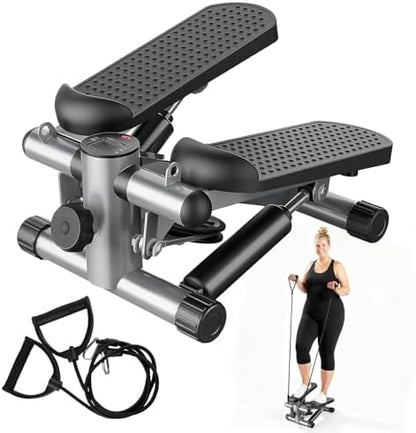 Stair Stepper with Resistance Bands for Home Exercise, Mini Stepper Machine for Indoor Fitness, Portable Home Gym Stepper for Full Body Workout, 300LBS Capacity