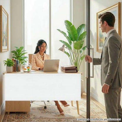 48" Under Desk Privacy Panel White Self-Adhesive Modesty Panel 600D Heavy Duty Desk Skirt Privacy Divider for Office Home or Standing Workstation Concealer Shield
