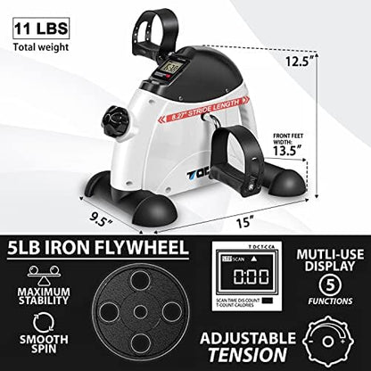 TODO Mini Exercise Bike Pedal Exerciser Foot Peddler Portable Therapy Bicycle with Digital Monitor