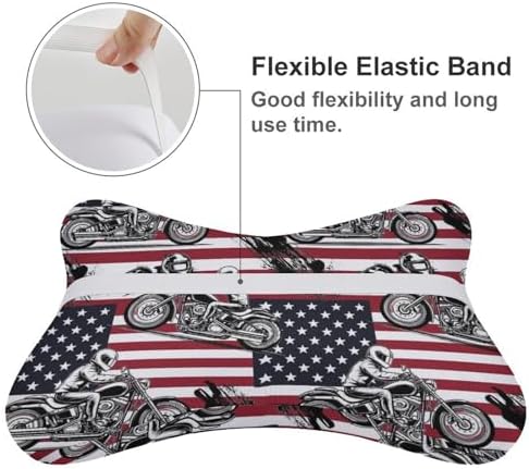 2 Pcs Comfortable Car Neck Pillow Dirt Bike Motocross American Flag Memory Foam Headrest Cushion for Car Airplane Office Sleeping