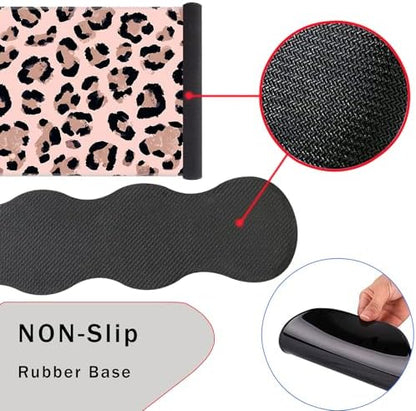 Mouse Pad,Large Pink Desk Mat, 4in1 XXL Mousepad + Keyboard Wrist Rest+Mouse Wrist Rest+Coaster Set with Ergonomic Desk Pad for Home Office Table Computer-Cute Leopard