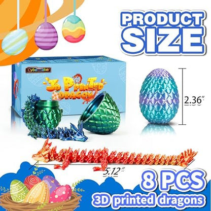 3D Printed Dragon Eggs, 8pcs Articulated Fidget Toys