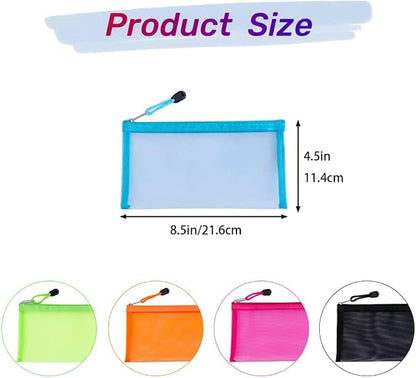 5 Pack Small Mesh Pencil Pouch Bags with Zipper, Size 8.5" x 4.5" Small Cosmetic Makeup Bag for Purse, Diaper Bag Organizing Pouches, Travel Toiletry Kit (8.5" x 4.5")