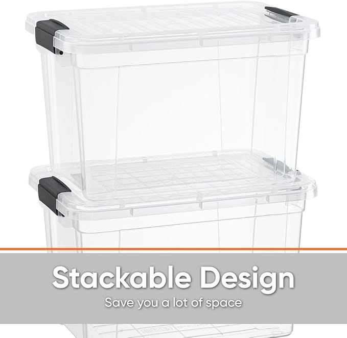 Superio Clear Storage Boxes with Lids, 8.75 Quart Plastic Container Bins for Organizing, Stackable Crates, BPA Free, Non Toxic, Odor Free, Organizers for Home, Office, School, and Dorm, 2 Pack
