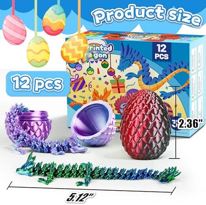 12pcs 3D Printed Dragon Eggs, Articulated Fidget Toys