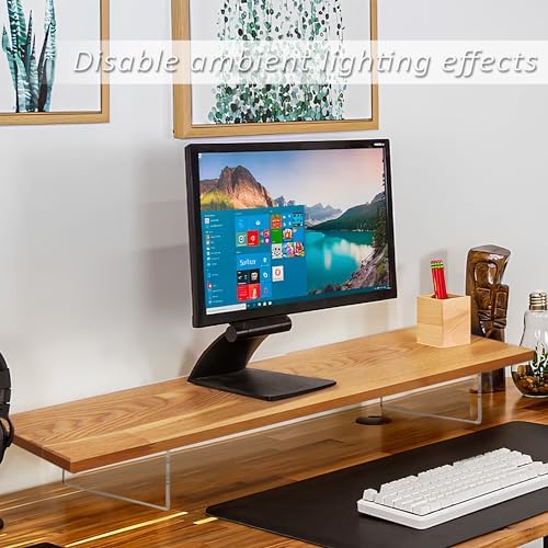 Monitor Stand Riser,Wood & Acrylic Computer Monitor Stand with LED Light,Desk Accessories Desktop Organizer Stand for Computer,Laptop,Printer,PC & TV Screen Riser