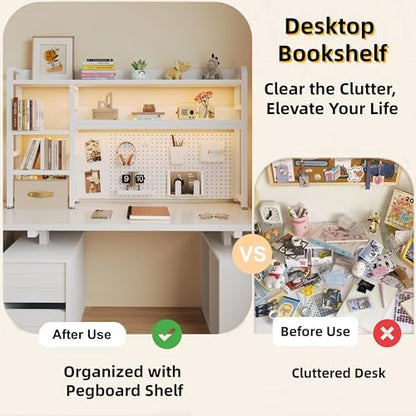 Desktop Hutch Bookshelf, 4-Tier Metal Desk Shelf for Top of Desk