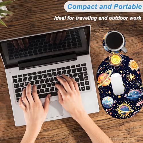 Small Mouse pad, Portable, Waterproof Non-Slip Rubber Bottom, Suitable for Wireless Mouse, Laptop Keyboard Tray for Both Men and Women, Office Travel 7.1x10.6in，Colorful Space Planets