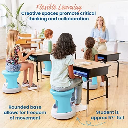ECR4Kids Active Storage Wobble Stool, 15in Seat Height, Childrens Furniture, Cyan/Light Grey