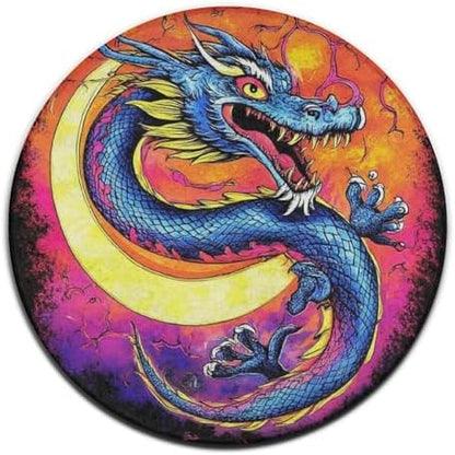 Room Sofa Yoga Soft Round Carpet, Home Decor Non Slip Kitchen Office Circle Rug, Machine Washable Modern Round Area Rug Mystery Dragon Trippy Art, 60inch