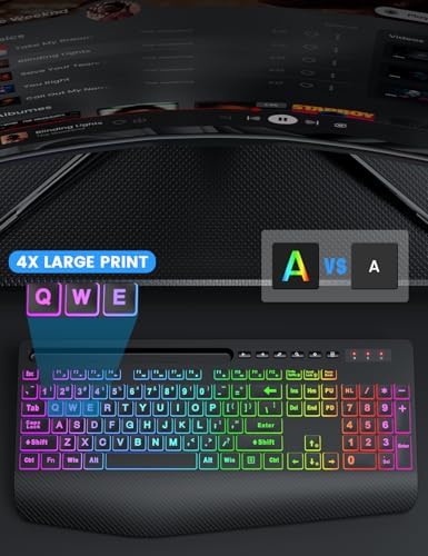 SABLUTE Wireless Keyboard and Mouse Combo, 9 Backlit Effects, Large Print