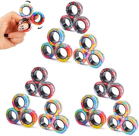 Cevioce 27Pcs Magnetic Rings Fidget Toy Set, ADHD Anxiety Magnetic Fidget Toys Adults Fidget Spinner Rings for Relief, Easter Gifts for Kids Year Old Easter Basket Stuffers for Teens Boys Girls