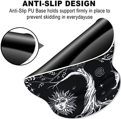 ToLuLu Mouse Pad Wrist Rest Support Gel, Ergonomic Mouse Pads with Non Slip PU Base, Mouse Wrist Rest Pad for Laptop Computer Home Office Working Gaming Pain Relief, Moon & Sun