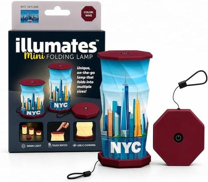 Origami Expanding Foldable LED Desk Lamp – USB Rechargeable & Portable - Dimmable Touch Control Light with Adjustable Height up to 5 1/2 for Office, Bedside - Sleek & Modern Design (NYC City Scape)