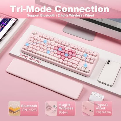 YUNZII B87 TKL Wireless Mechanical Keyboard (Pink,Cocoa V2)