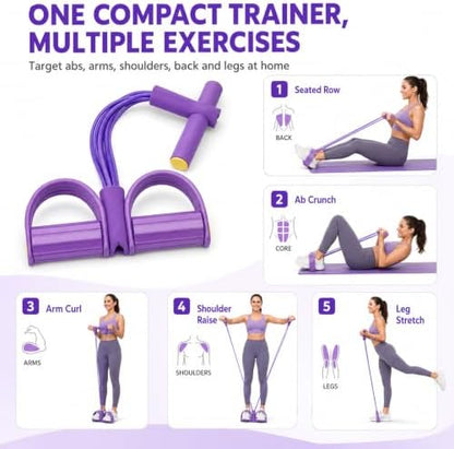 Pedal Resistance Band with Handles, 6 Tube Body Multi-Fitness Equipment