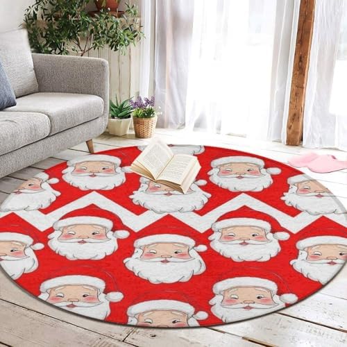 Highly Premium Quality Floor Mat, Office Chair Decor Mat, Room Sofa Yoga Soft Round Carpet Christmas Santa Claus Red