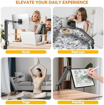 Portable Monitor Holder Mount Arm with Strong Magnetic 360° Rotating Base Bearing Over 5LBS Compatible with 12.9/14.6/15.6/17.3/18.5 inch iPad Pro/Mini/Air/Surface/Samsung