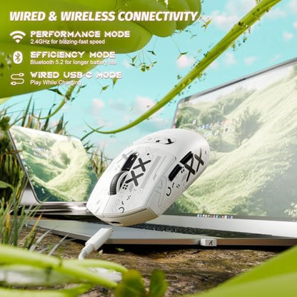 ATTACK SHARK G3 Wireless Gaming Mouse, White&Sticker