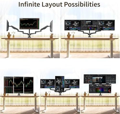 Triple Monitor Mount for 13-32" Screens, Monitor Stand with Long Arm