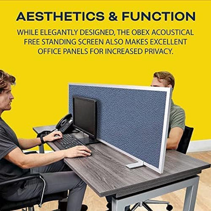 OBEX Acoustical Free Standing Privacy Screen, Cubicle Accessories Desk Privacy Panel, Desk Dividers for Office, Office Furniture Partitions Portable Sound Proof Dividers, 18" x 36", Graphite