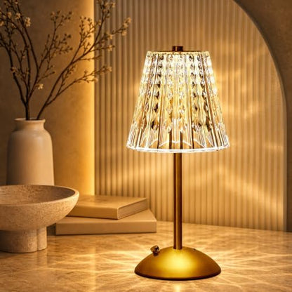 Small Gold Cordless Table Lamp Rechargeable for Kichen Countertop Dining