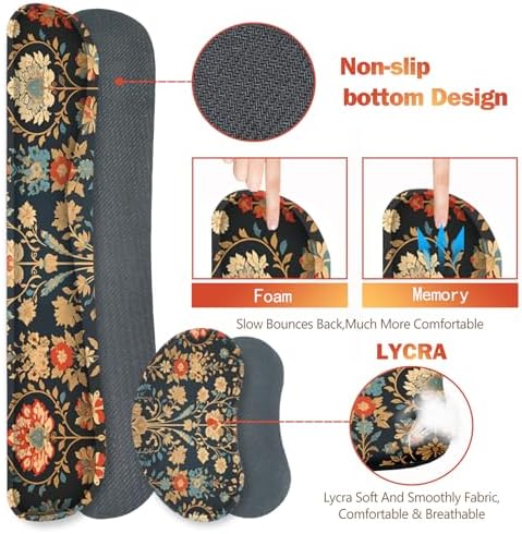 ARTSO Desk Mat Set, Mouse Pad with Wrist Rest Support + Keyboard Wrist Rest + Large Mouse Pad + Coaster, Extended Gaming Mousepad Combo, Retro Flower Plant