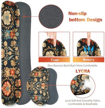 ARTSO Desk Mat Set, Mouse Pad with Wrist Rest Support + Keyboard Wrist Rest + Large Mouse Pad + Coaster, Extended Gaming Mousepad Combo, Retro Flower Plant