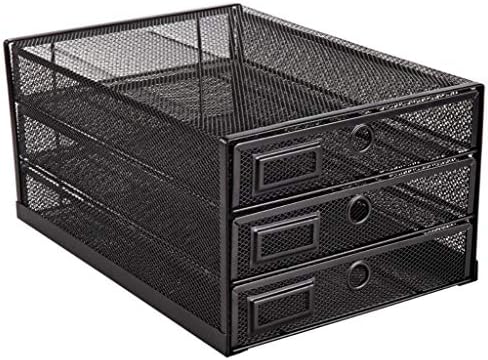 Annova Desk Organizer Wire Mesh 3 Tier Sliding Drawers Paper Sorter/Multifunctional/Premium Solid Construction for Letters, Documents, Mail, Files, Paper, Kids' Art Supplies (Black)