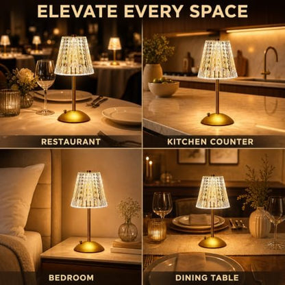 Small Gold Cordless Table Lamp Rechargeable for Kichen Countertop Dining