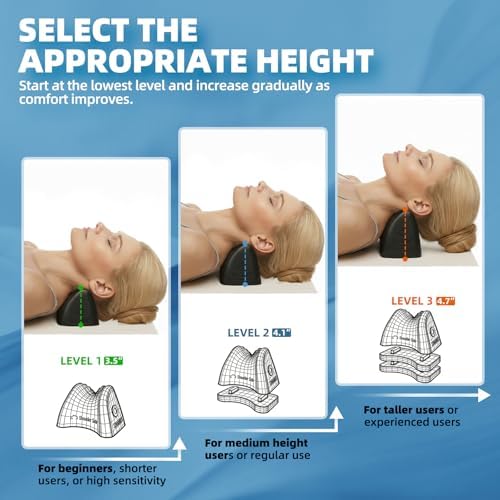 Comness 3-Level Occipital Release Tool for TMJ Relief & Pivotal Therapy - Neck Stretcher Pillow with Non-Slip Base, Height Adjustable Cervical Traction for Neck, Shoulder and Back