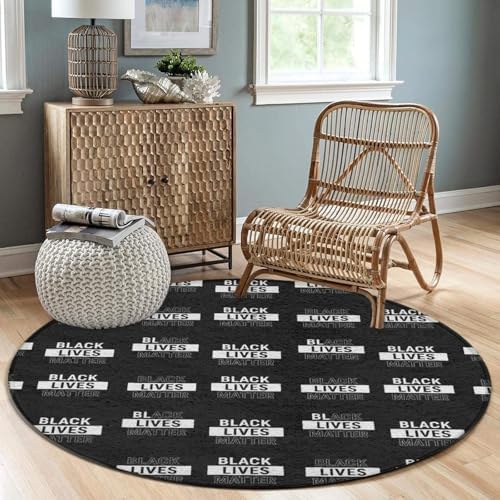 Soft Round Yoga Carpet, Office Chair Decor Round Mat for Carpet and Hardwood Floors Black Lives, 24inch